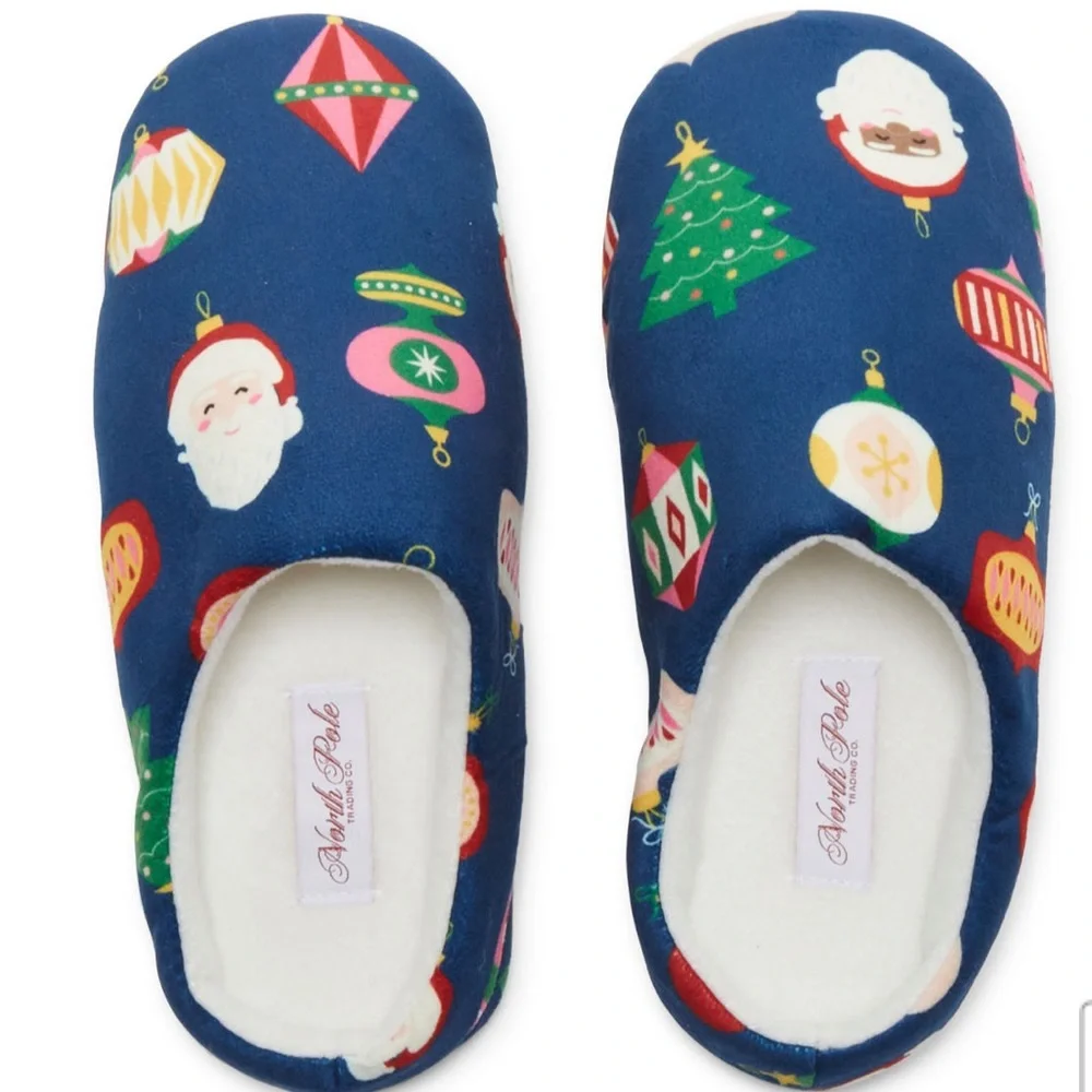 North Pole Trading Co. Vintage Ornaments Slip-On Slippers Unisex Big Kid